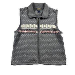 Woolrich Women Sweater Vest Full Zip Nordic Fisherman Grandma Chic Medium G249